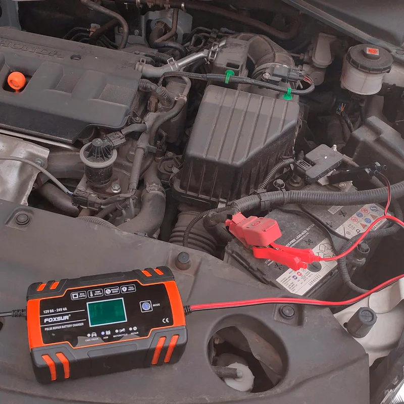 Portable Car Battery Charger 12 volt 6A 6 Portable Car Battery Charger 12 volt 6A near me Touch Screen Pulse Repair LCD Fast Power Charging Wet Dry Lead Acid Digital LCD Display US plug